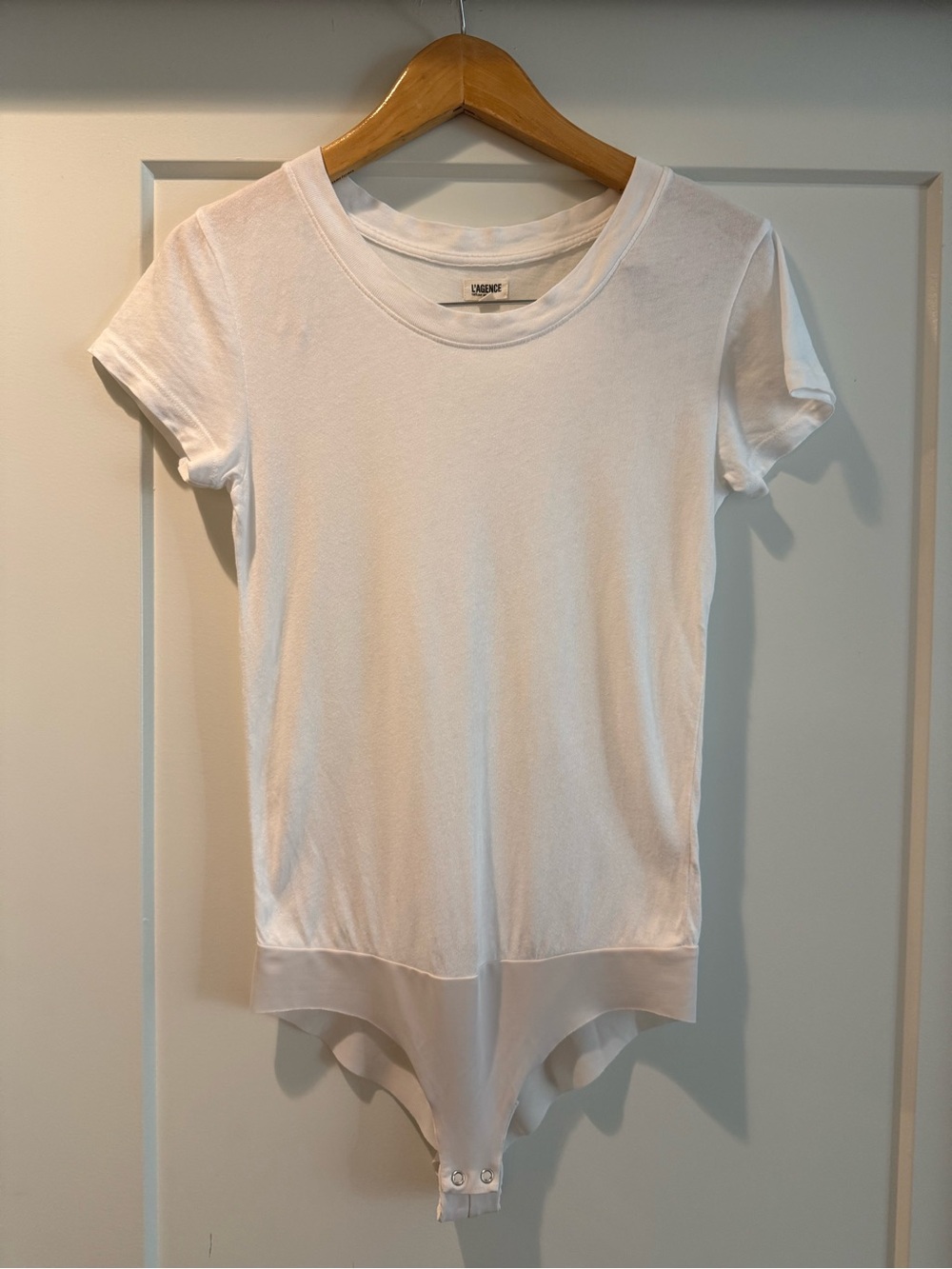 L'AGENCE White Short-Sleeve Crewneck Bodysuit Small